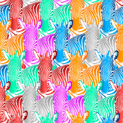 Fototapeta na wymiar Colorful zebra seamless pattern. Wild animal texture. design trendy fabric texture, illustration.