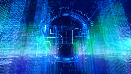 5G in Digital City, Technology Digital Data Connection Concept.