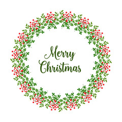 Texture of red flower frame elegant for merry christmas lettering design. Vector