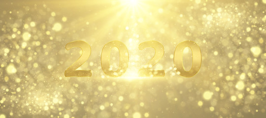2020 Sparkling golden numbers. Festive new year background