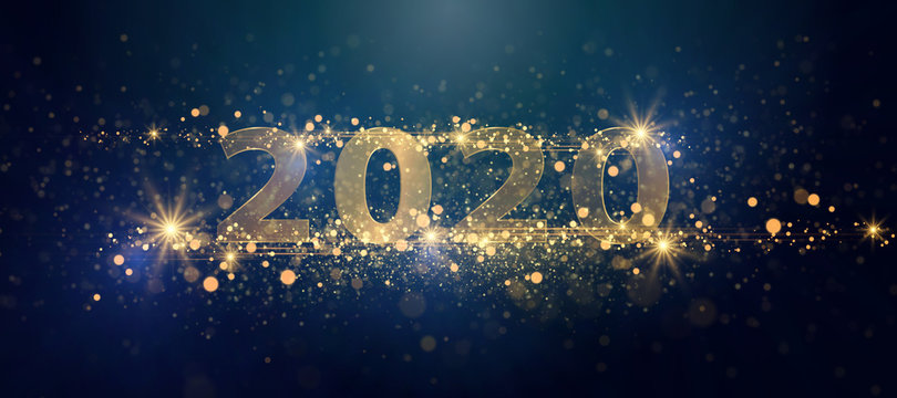 2020 Sparkling golden numbers. Festive new year background