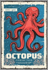 Marine red octopus, underwater monster