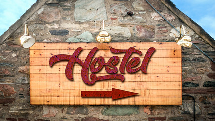 Obraz premium Street Sign to Hostel