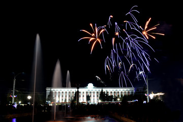 fireworks salute fountain celebration reflection