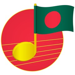 Bangladesh flag and musical note