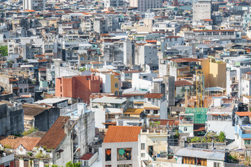 Fototapeta na wymiar Aerial view of old residential buildings in Macau