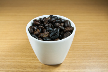 coffee seed on the wood table