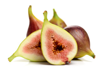 Ripe figs on a white background