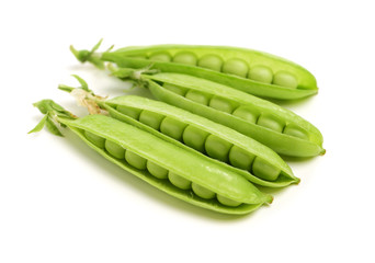 Fresh peas isolated on white background 