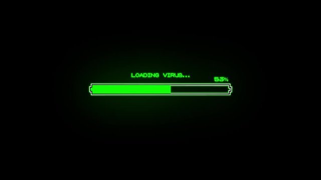 Animation of loading bar, loading viruses. Coding / Hacker concept.
System hacked Virus and malware detected