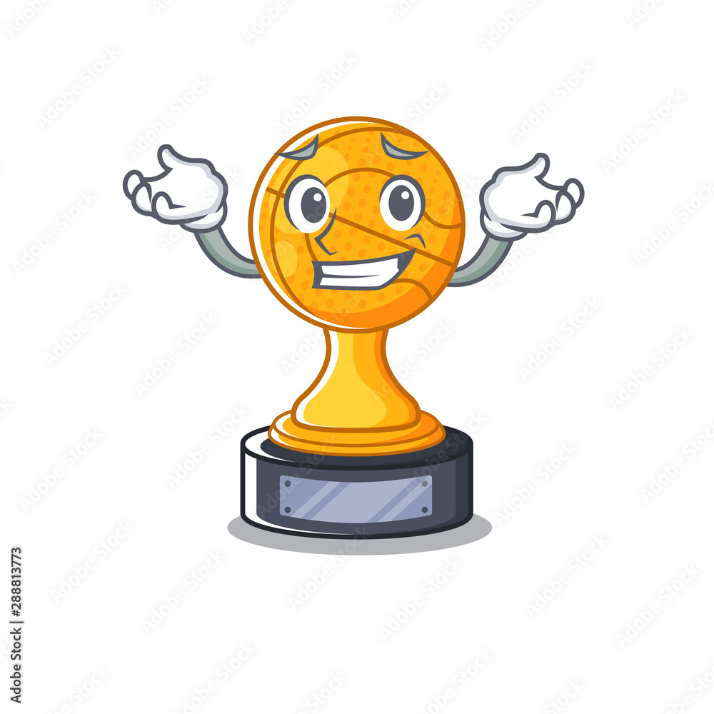 Poster grinning cartoon basketball trophy display in drawer