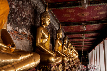 Buddha statue in temple bangkok thailand