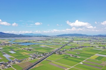 Take a picture of a rural area in Japan from the sky
