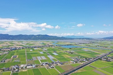 Take a picture of a rural area in Japan from the sky