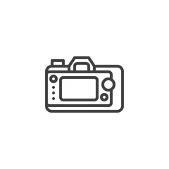 Camera viewfinder display line icon. linear style sign for mobile concept and web design. Photo camera back side screen outline vector icon. Symbol, logo illustration. Vector graphics