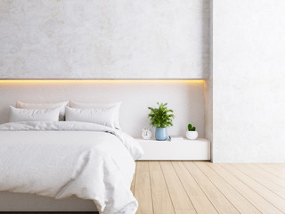 Fototapeta na wymiar White bedroom interior ,cozy space , modern design ,3d render
