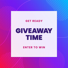 giveaway time enter to win social media poster background template with colorful modern abstract shape vector illustration