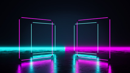 Rectangle  neon light