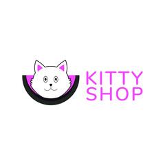kitty shop logo design illustration