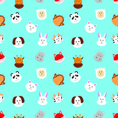 background seamless cute head animal, design wrap paper or background