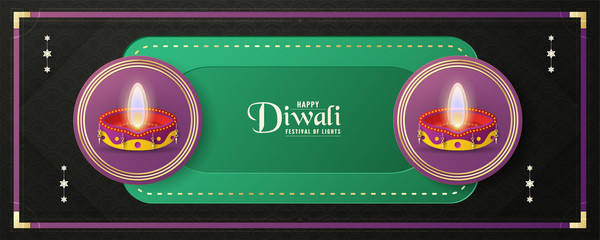Diwali is festival of lights of Hindu for invitation background, web banner, advertisement. 3D Vector illustration design in paper cut and craft style.