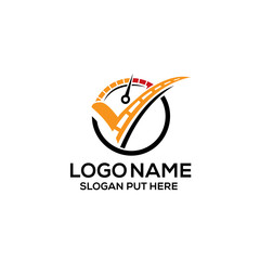 Learn driving tick mark logo design template for use transportation