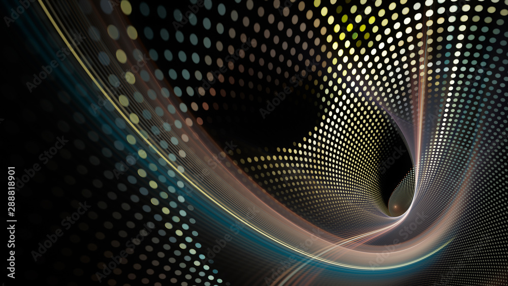 Fototapete Abstract background element. Fractal graphics series. Three-dimensional composition of dynamic curves and mosaic halftone effects. Wide format high resolution image. 3d illustration.