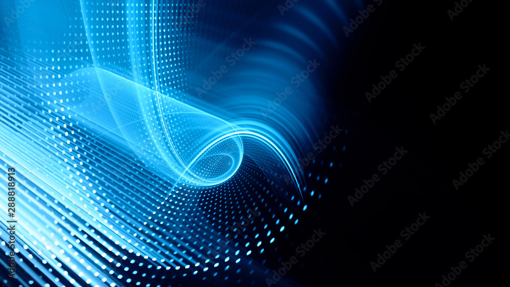 Fototapete Abstract background element. Fractal graphics series. Three-dimensional composition of dynamic curves and mosaic halftone effects. Wide format high resolution image. 3d illustration.