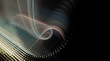 Fototapeta premium Abstract background element. Fractal graphics series. Three-dimensional composition of dynamic curves and mosaic halftone effects. Wide format high resolution image. 3d illustration.