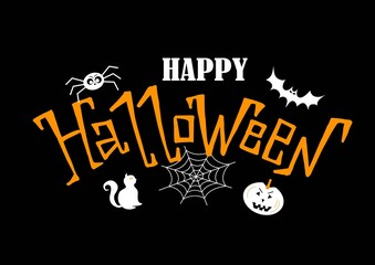 Happy Halloween. Hand drawn lettering and illustration. Vector illustration. Best banner for Halloween party
