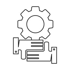 Gear Machine Hand Commitment Teamwork Together Outline Logo