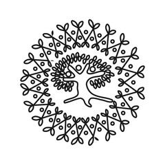Tree leaf People Commitment Teamwork Together Outline Logo