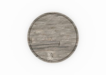 3d rendering wooden plate for meat and vegetable on white background