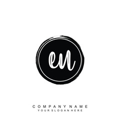 EU initials handwriting logo, with brush template and brush circle