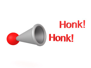3D Rendering of honking horn with honk honk text