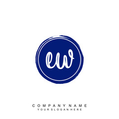 EW initials handwriting logo, with brush template and brush circle