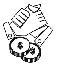 Hand Money finance Commitment Teamwork Together Outline Logo