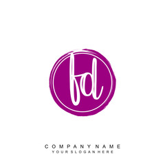F initials handwriting logo, with brush template and brush circle