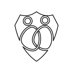 Shield People secure Commitment Teamwork Together Outline Logo