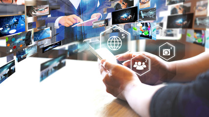 Social network concept.globalization business.