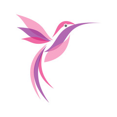 Colorful fliying Hummingbird in flat style for your best business icon symbol
