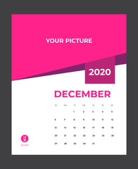 Fototapeta premium 2020 Calendar - illustration. Template. Mock up Week starts Sunday