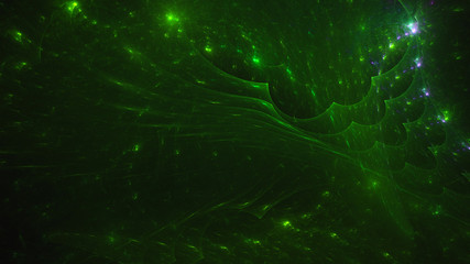 3D rendering abstract green fractal light background