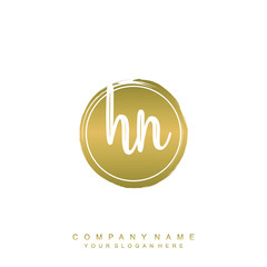 HN initials handwriting logo, with brush template and brush circle