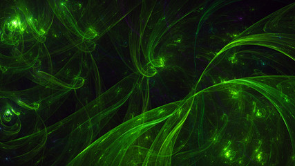 3D rendering abstract green fractal light background