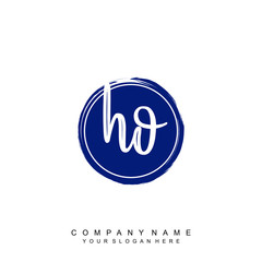 HO initials handwriting logo, with brush template and brush circle