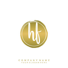 HF initials handwriting logo, with brush template and brush circle