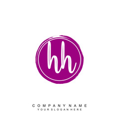 H initials handwriting logo, with brush template and brush circle