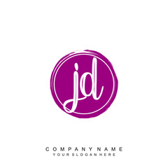 JD initials handwriting logo, with brush template and brush circle