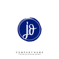 JO initials handwriting logo, with brush template and brush circle